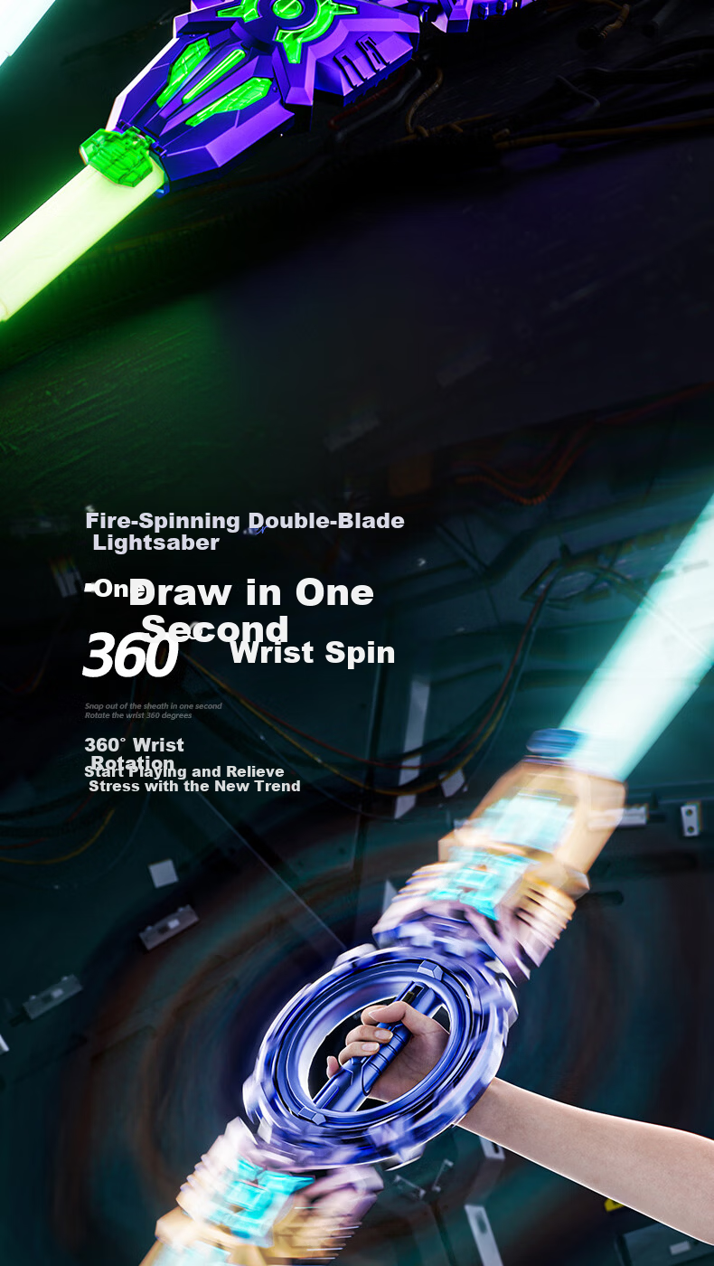Feibei Fire Spin Double-Blade Lightsaber Retractable Kids Glowing Toy Boys Star Wars Laser Sword Birthday Gift 3-6 2