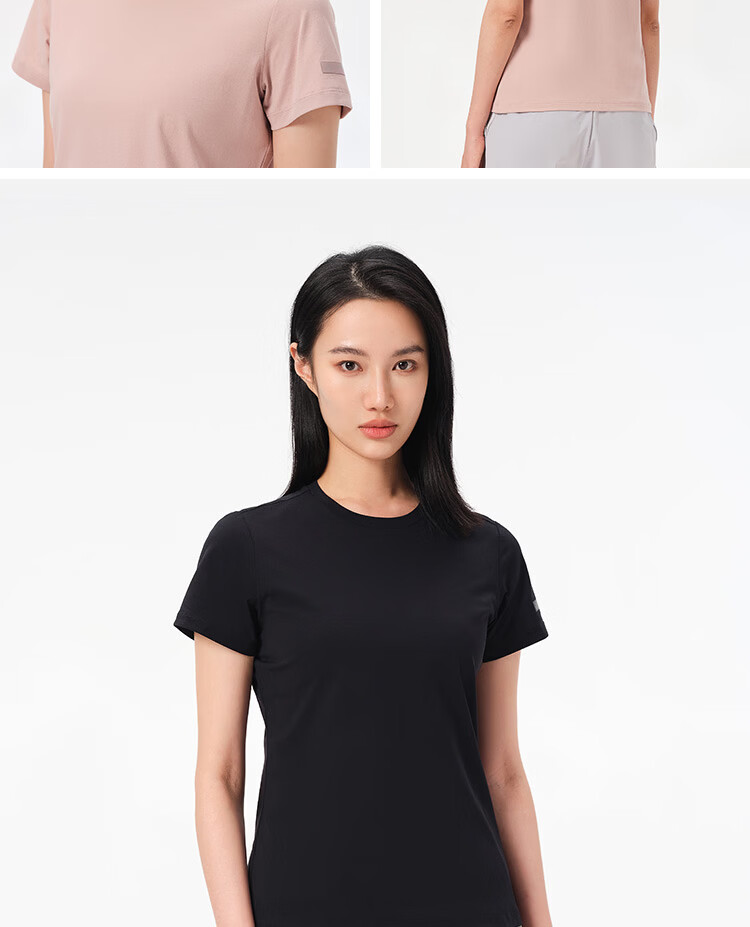 Pelliot Outdoor Quick-Dry T-Shirt Summer Short Sleeve Men Quick-Dry Breathable Antibacterial Crew Neck Half Sleeve 11421509 Black XL 27