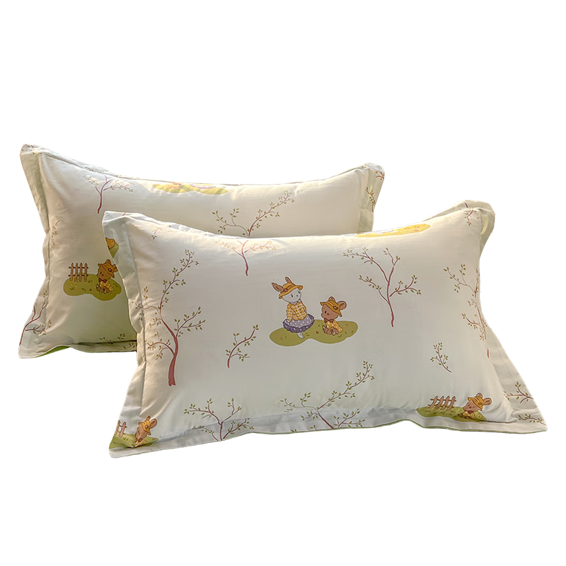Grace A-Class 100% Cotton Antibacterial Pillowcases, Student and Adult, Pair 48x74cm, Rabbit Party Design