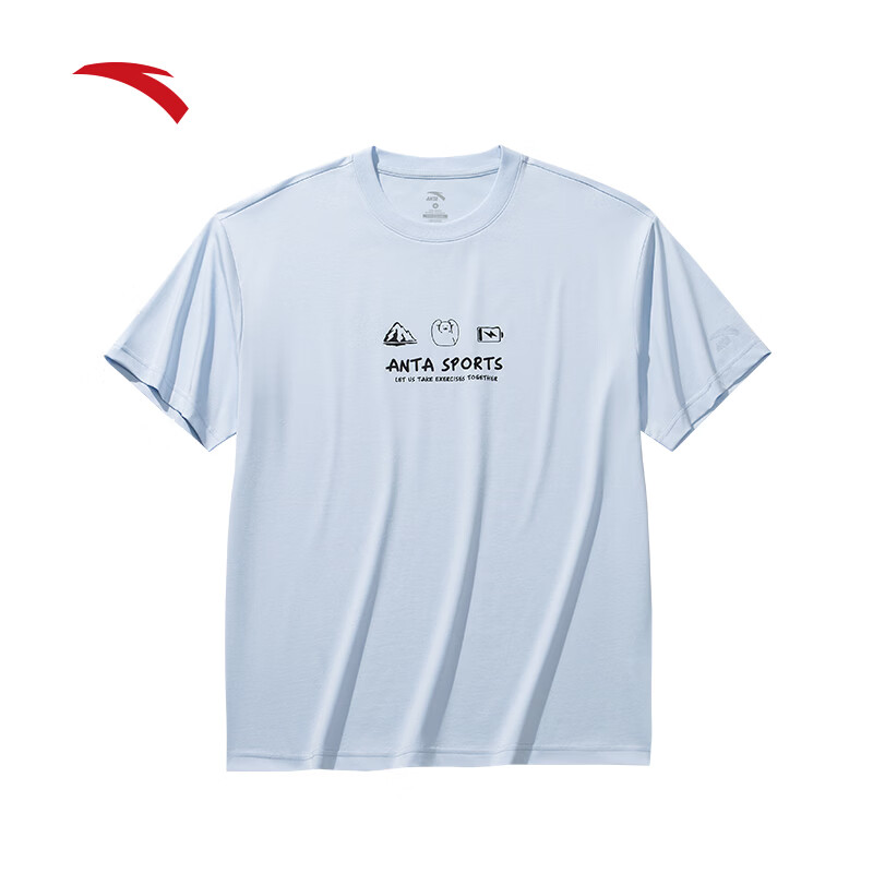 Anta Cold Brew T Ice Silk Casual Short Sleeve T-Shirt Men's Summer New Printed Loose Breathable Sports Top Women's