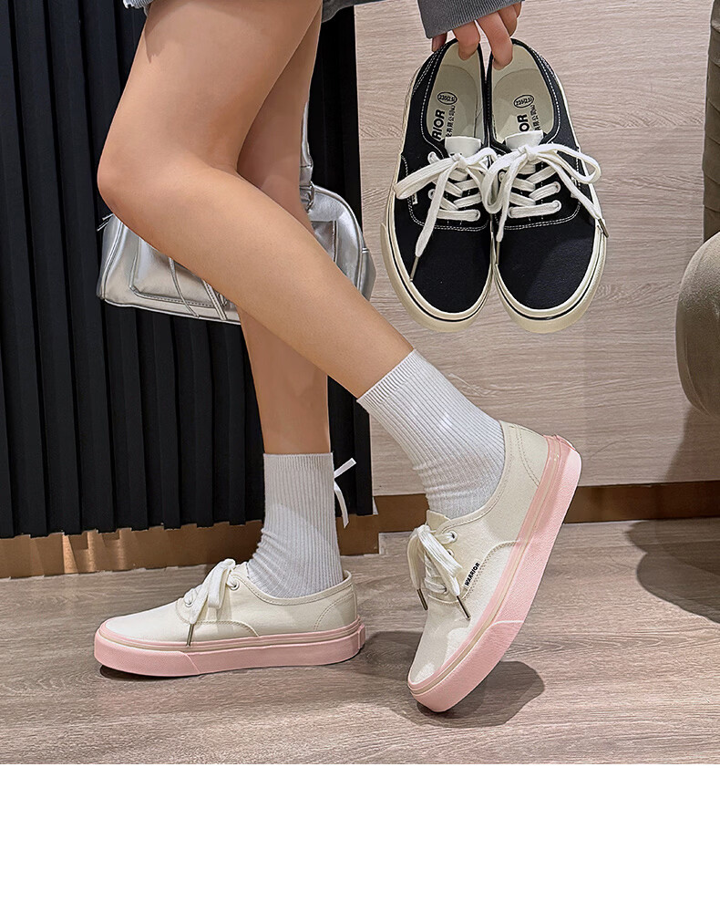 Warrior Women's Canvas Shoes 2026 Summer New Classic Casual Sneakers Pink 37 11
