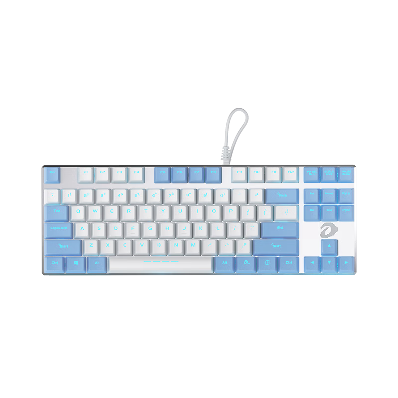 DAREU EK815 Mechanical Alloy Edition Keyboard, Wired E-Sports Gaming Keyboard, 87 Keys Multi-Key Anti-Ghosting, Laptop Keyboard, White And Blue Tea Switches