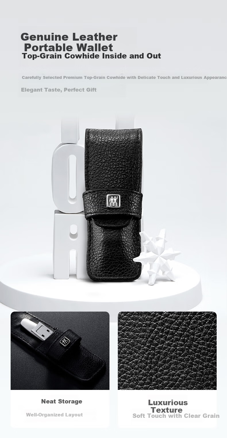 ZWILLING Cicada Wing Stainless Steel Nail Clipper Set with Nail File and Genuine Leather Case - German Business Gift 5