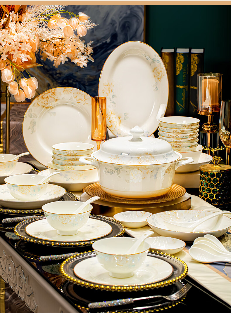 Chen Jing Dezheng Porcelain Bowl and Plate Set Home New High-Value Tableware Chopsticks Full Set Housewarming Gift 2