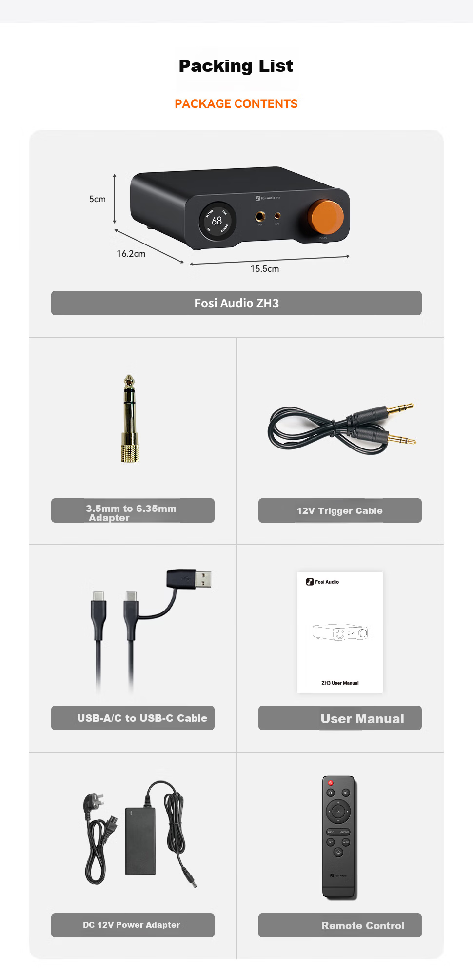 FOSI AUDIO ZH3 High-Power HIFI Audiophile DAC Balanced Decoder Headphone Amplifier Preamp Integrated Machine 20