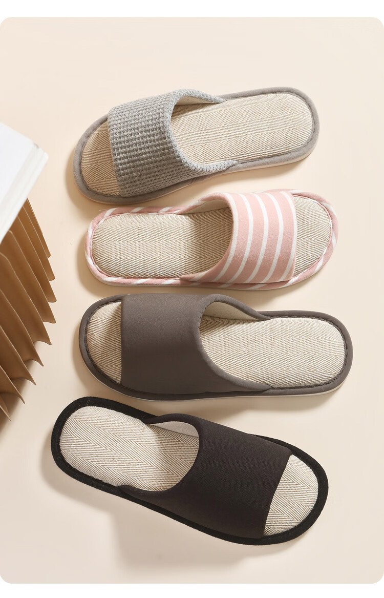 Jiayi Linen Slippers Unisex Lightweight Simple Breathable Home Four Seasons Gray 37-38 JY923 3