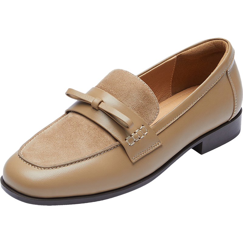 Le Saunda 2026 Spring New Commuter Retro Sheepskin Loafers Women 24702 Churong Beige BDK37