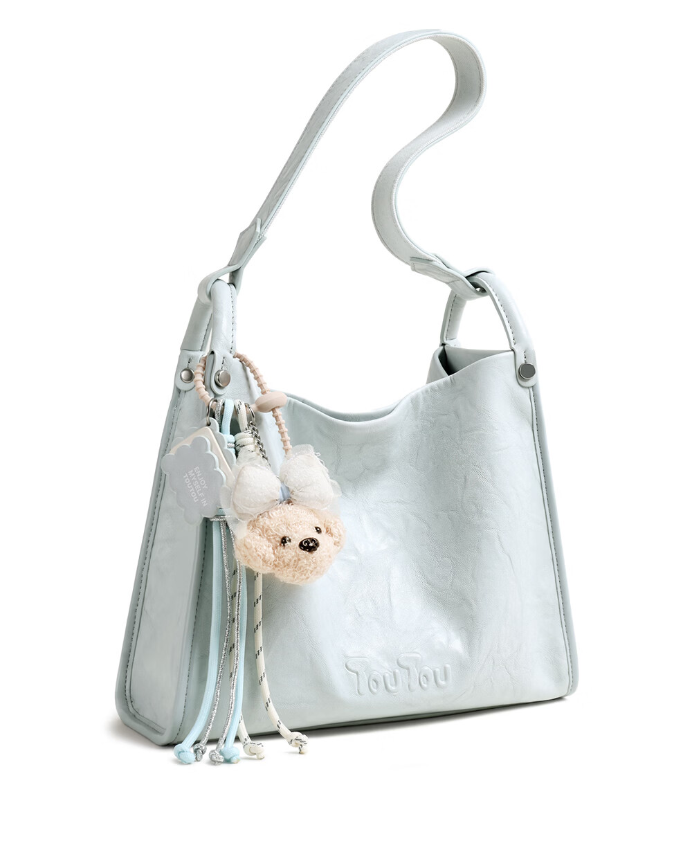 Toutou 2026 New Blue Tote Bag Women's Soft Leather Shoulder Underarm Bag for Work Commuting Birthday Gift for Girlfriend 20