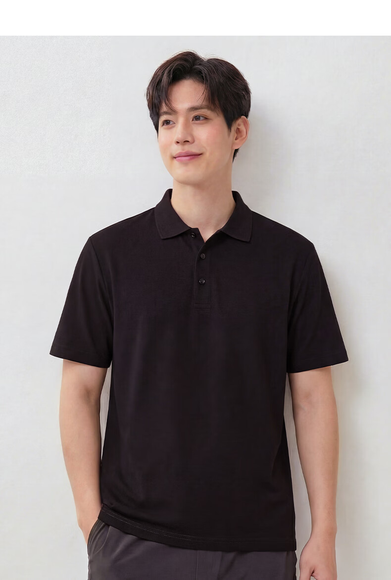 Romon Ice Silk Short Sleeve T-Shirt Men's Summer Business Casual Polo Collar Base Shirt Middle-aged and Young Dad Men's Wear 11
