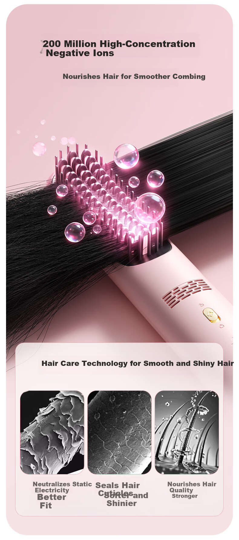 MinHuang Birthday Christmas Gift Box Wireless Cool Air Styling Straightening Brush for Women Mom Girlfriend Friends 6