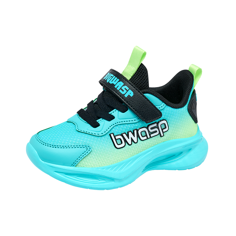 BIG WASP Boys' Sports Shoes 2026 Spring New Running Shoes D112621683K Lake Blue Green (Double Mesh) Size 32