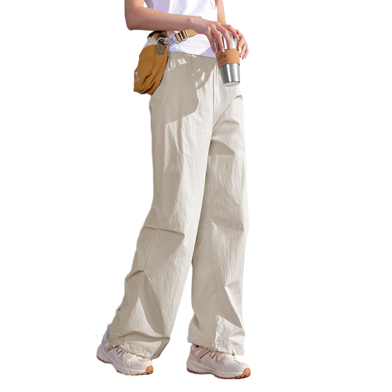 CAMEL Ice Cooling Sun Protection Workwear Women's Straight Casual Quick-Dry Paratrooper Pants C26BA6L6007 Light Khaki L
