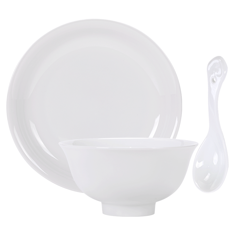 JD Jingzao 18-Piece Pure White Bone China Dinnerware Set for Housewarming, Jingdezhen Bowls and Plates Complete Set
