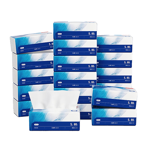 JD Jingzao Thick Soft Facial Tissue 5-Ply 80 Sheets * 20 Packs Large Size Toilet Paper Napkins Bulk JD Self-Operated