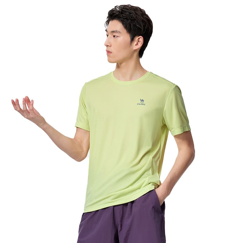 CAMEL Quick-Dry Running Sports T-Shirt Men Breathable Crew Neck Short Sleeve Top C16BAVL6077 Moss Green XXXL