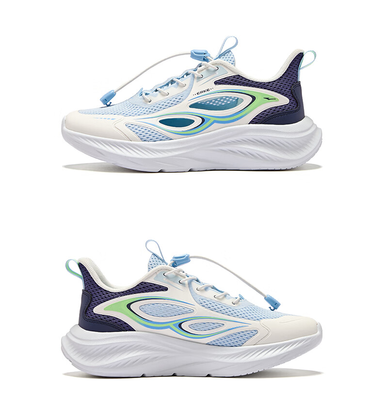 ERKE Kids Sandals Boys and Girls Children's Non-slip Beach Frame Shoes Microcrystalline White/Mist Blue/Midnight Blue Size 36 43