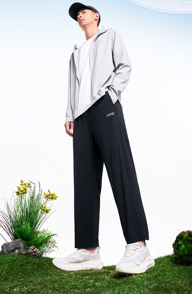 Erke Men's Autumn Sports Pants UV Protection Skin-Friendly Moisture-Wicking Straight Outdoor Casual Trousers 14
