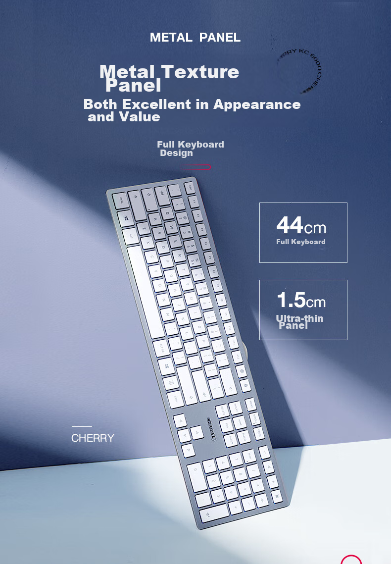 CHERRY DW9100 Wireless Keyboard And Mouse Combo, Bluetooth Dual-Mode Keyboard And Mouse, Computer Keyboard, Office And Business Use, SX Scissor Foot Ultra-Thin Keyboard, Rechargeable Black Model 7