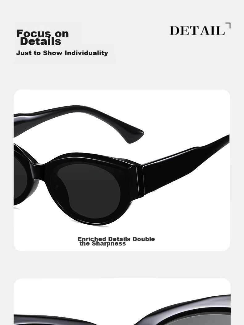 Cuntiandaofu Cat Eye Sunglasses, Sunglasses, Polarized UV Protection Sunglasses GM Sunglasses for Women, Korean Style, Black Frame with Black Lenses 13
