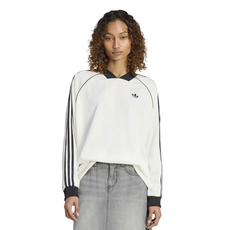 Adidas Originals Women's 3S JAQUARD LS Long Sleeve Top KG3711 White XL 1