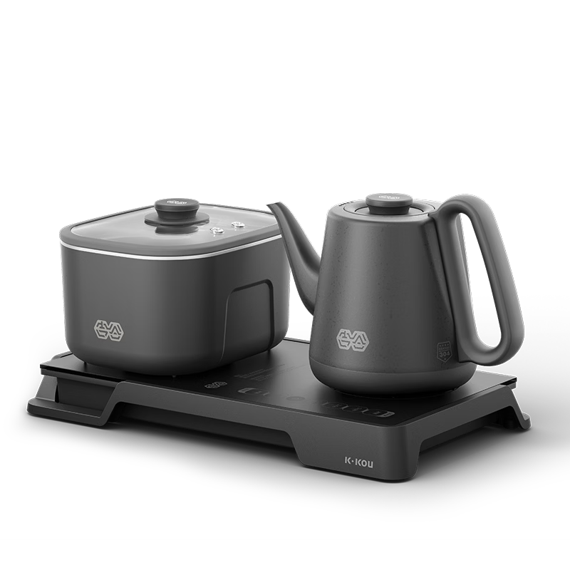 K·KOU Fully Automatic Double-Sided Water-Filled Electric Kettle with Multiple Temperature Settings, Electric Teapot, Pot, Simultaneous Brewing, Tea Table Water Kettle Integrated Table Tea Set for Brewing Tea, 1.0L+0.8L TC017B