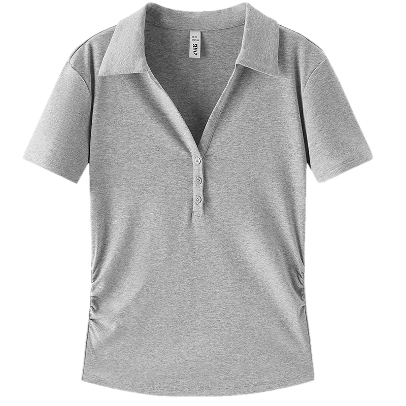 Semir Women's Summer Short Pleated Slim Fit Polo Shirt 2026 Cool Shoulder Top 109326115007