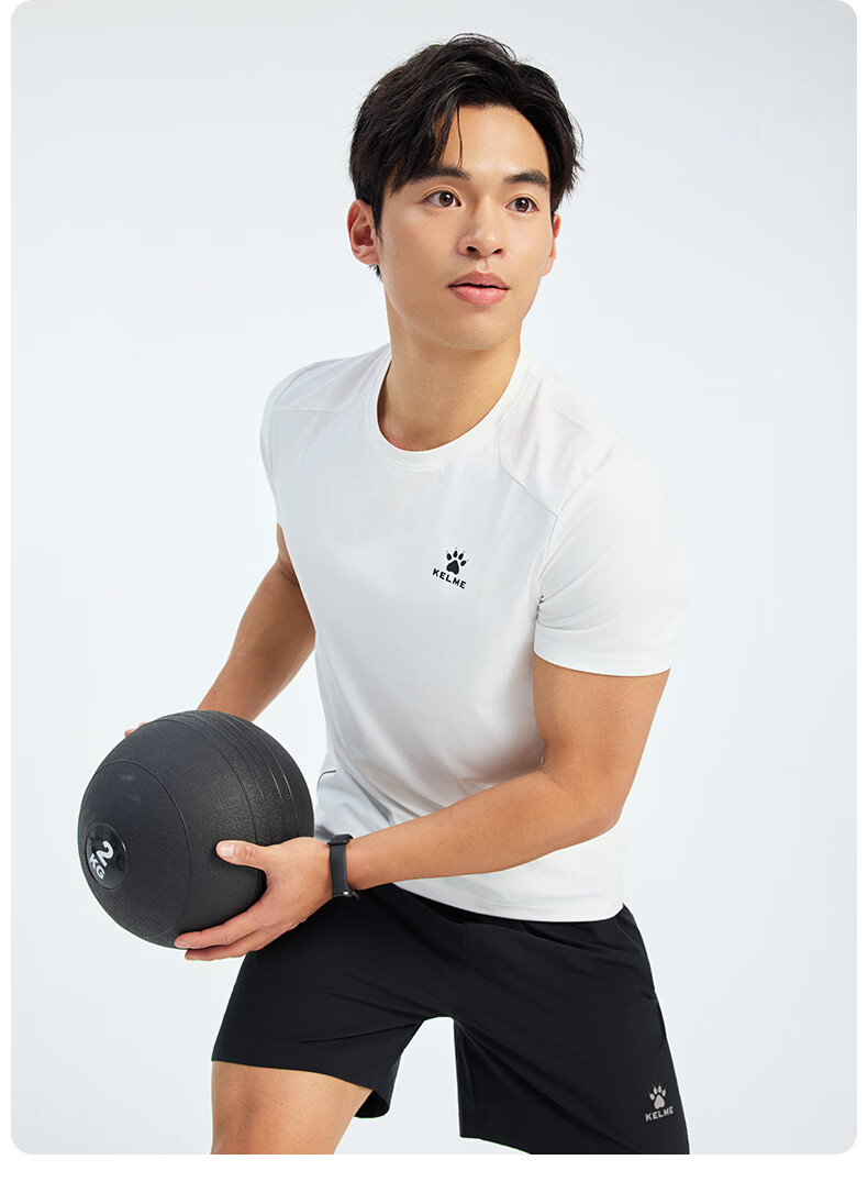 KELME Men's Sports T-Shirt Summer New Quick-Dry Fitness Training Running Short Sleeve Top Agate Black 3XL 8