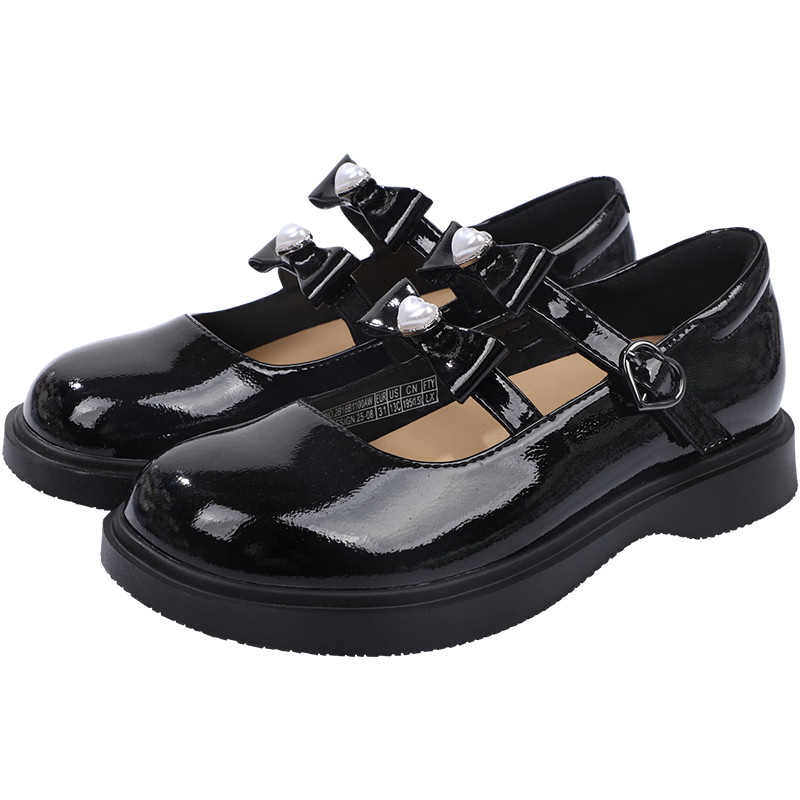 DR·KONG Spring Girls' Princess Dress Shoes British Style Children's Shoes 2B16B1100AW Black Size 31