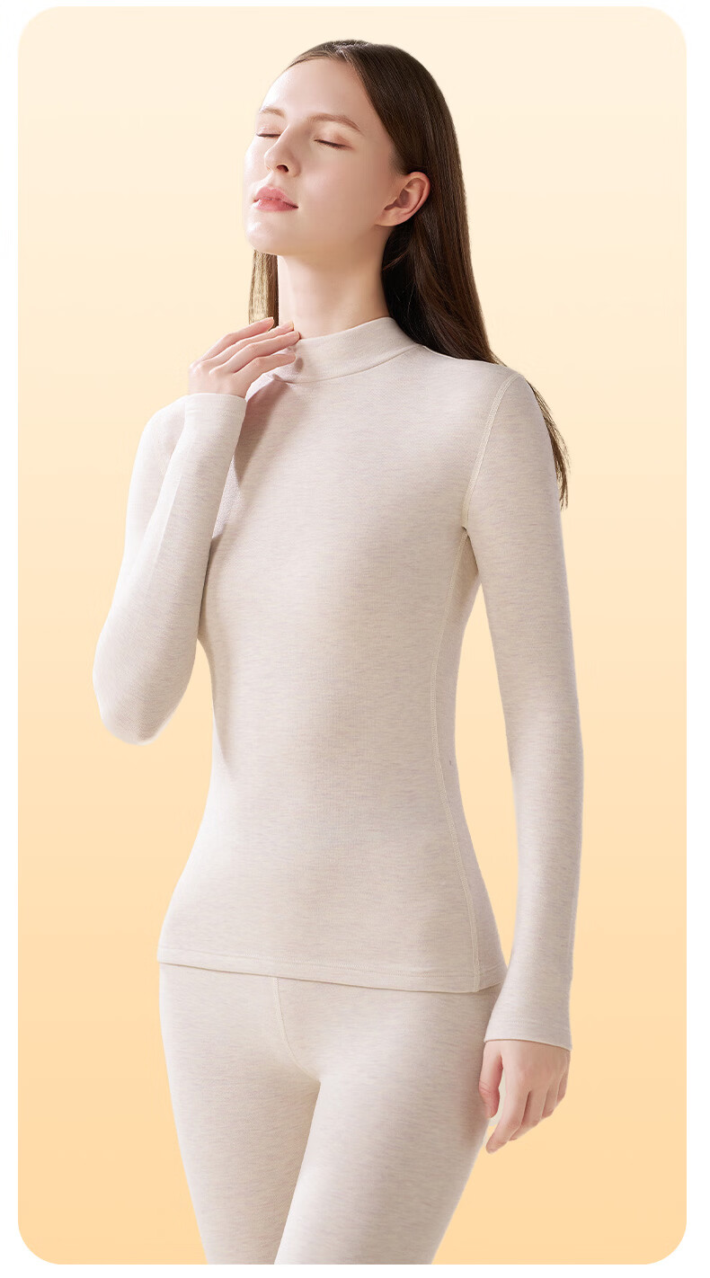 Miiow Women's Cashmere Silk Thermal Underwear Set 2025 Autumn Winter New High Neck Top and Bottom Warm Suit 8