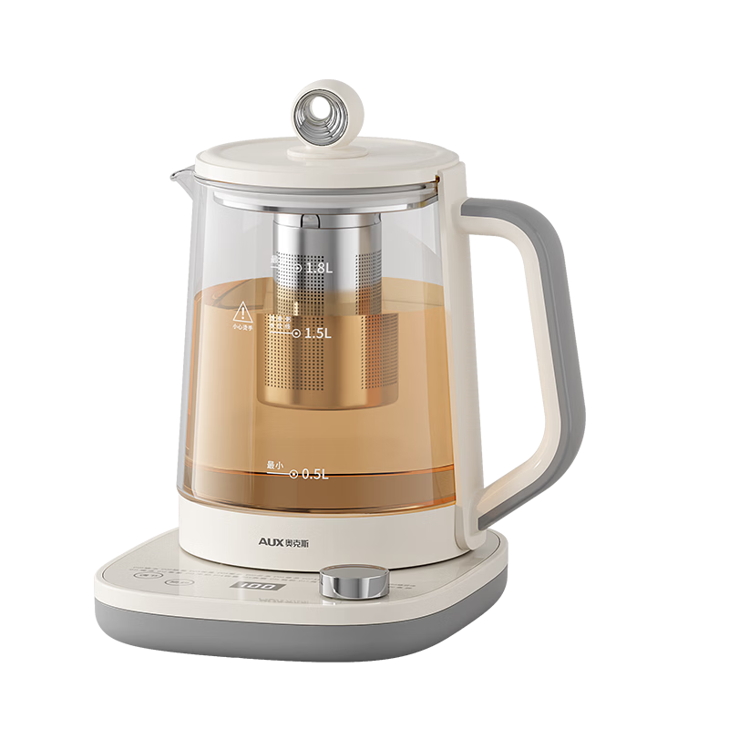 AUX 1.8L Health Pot Electric Kettle Tea Kettle Temperature Control Insulated Smart 316 Stainless Steel Herbal Tea Kettle Water Boiler 607E with Tea Strainer