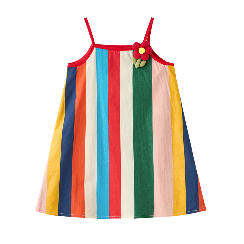 ASK JUNIOR Girls' Sleeveless Dress, Summer Spaghetti Strap Princess Dress, Toddler And Infant Vacation Dress