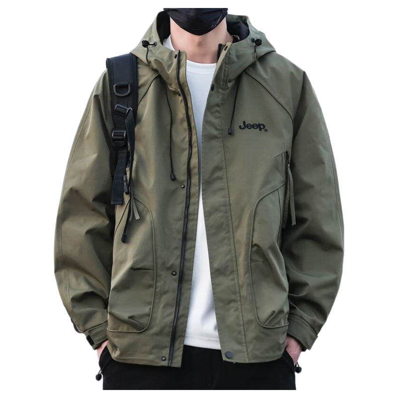 JEEP Men's Autumn Winter Tactical Jacket Workwear Casual Trendy Shirt Army Green 3XL