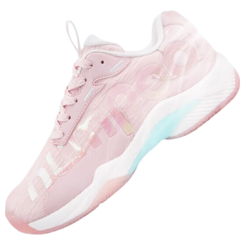 KUMPOO Badminton Shoes, Non-Slip, Wear-Resistant, Breathable, Ultra-Light, Training And Competition Sports Shoes KH-D72PRO, Light Pink/iridescent, Size 40