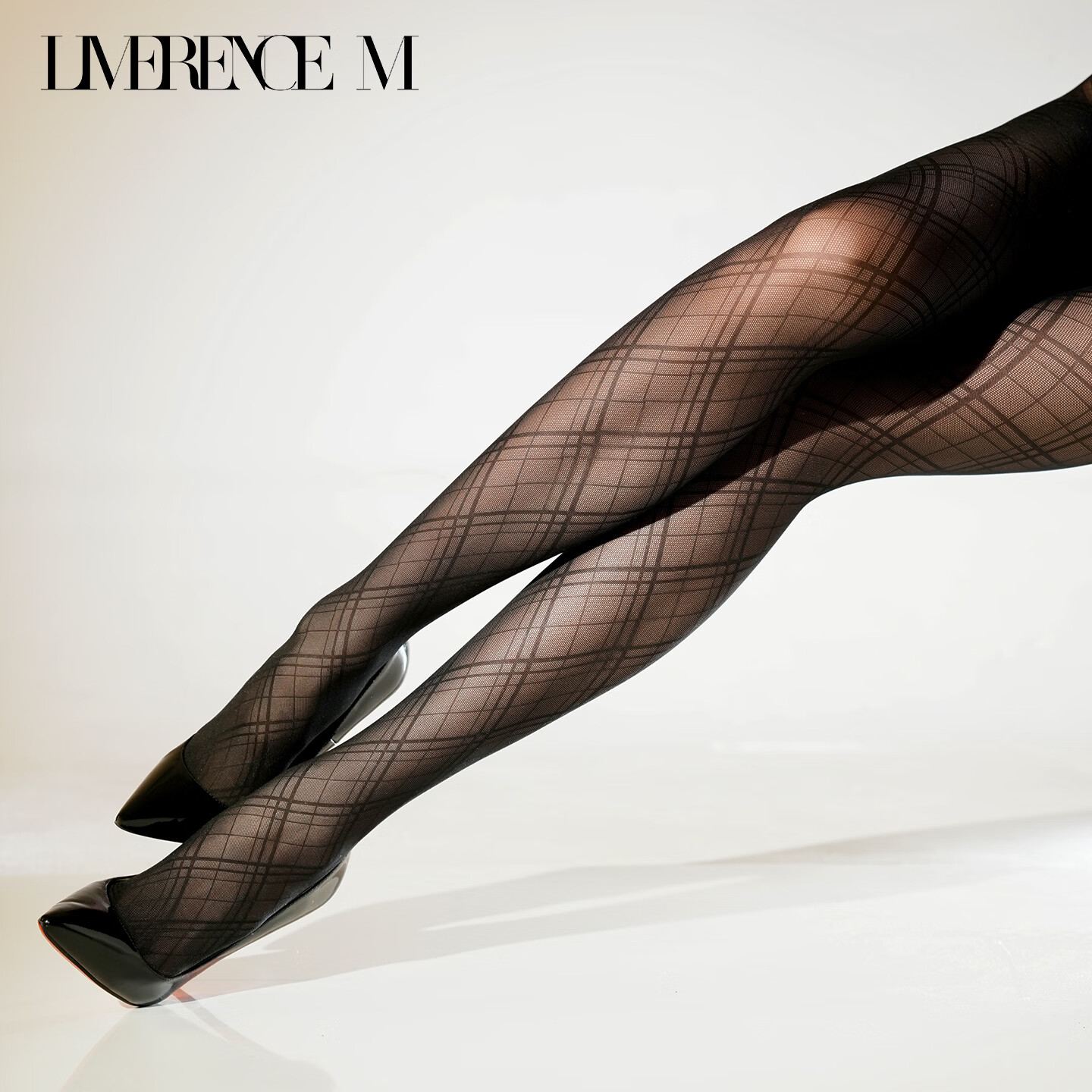 Laimi Runsi [Style] 10D Ultra-thin Rhombus Line Pattern Sexy Tights Pantyhose Midnight Black 1 Pair M