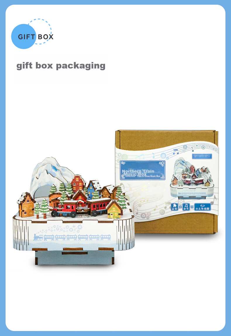 Tongqu Beiguo Lize Train Music Box, Assembly Building Blocks Toy, Musical Puzzle Model Ornament, 3D Puzzle, Birthday Gift 9