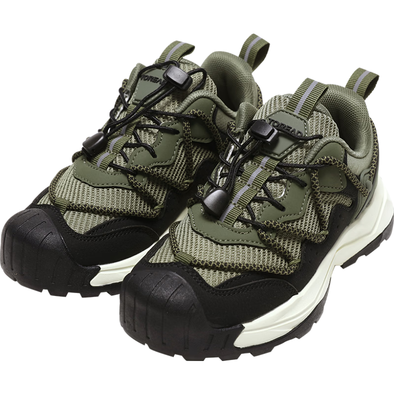 TOREAD [Yuexing 2.0] Kids Sports Shoes Boys and Girls Spring Summer Outdoor Camping Hiking Shoes Army Green/Black Size 37
