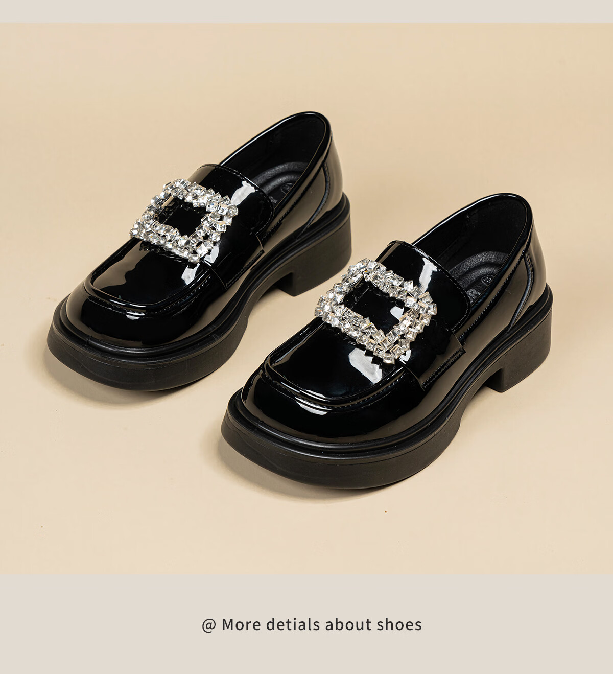 Huili Thick-Soled Loafers for Women, New Spring Style, Super Popular French Hepburn Shiny Mary Jane Leather Shoes, Black, Size 39 17