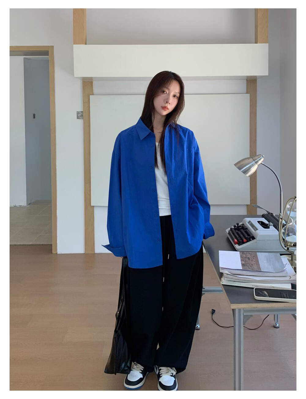 ICH MODE "Chic Subtlety" Fashion Design Relaxed Fit Long Sleeve Shirt Thin Jacket Women White S 8