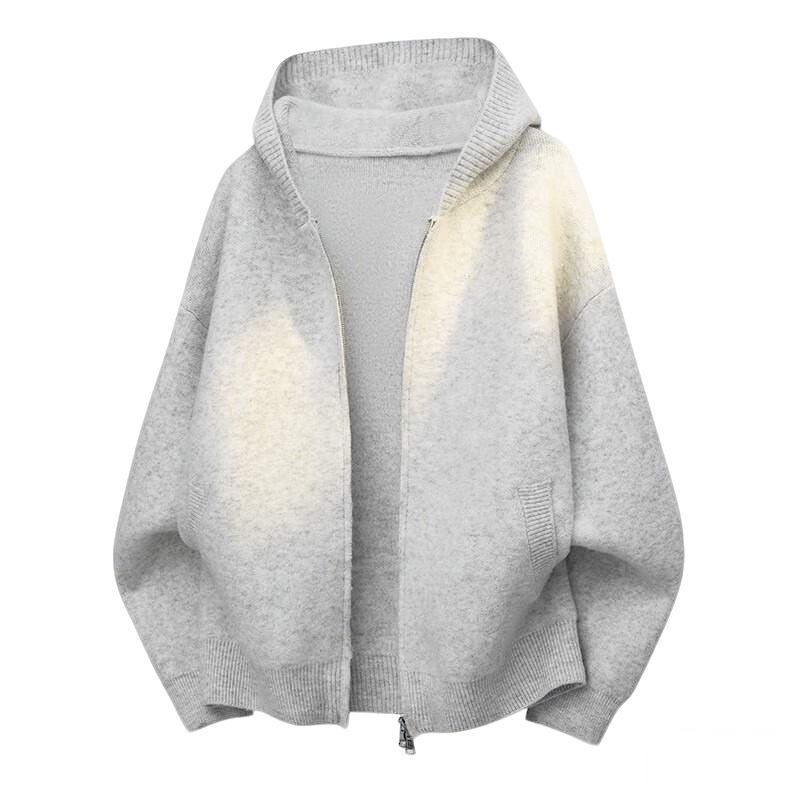 Dingfengbaoluo Men's Hooded Cardigan Sweater Autumn Winter Premium Solid Color Long Sleeve Jacket VBN10 Charcoal Black XL