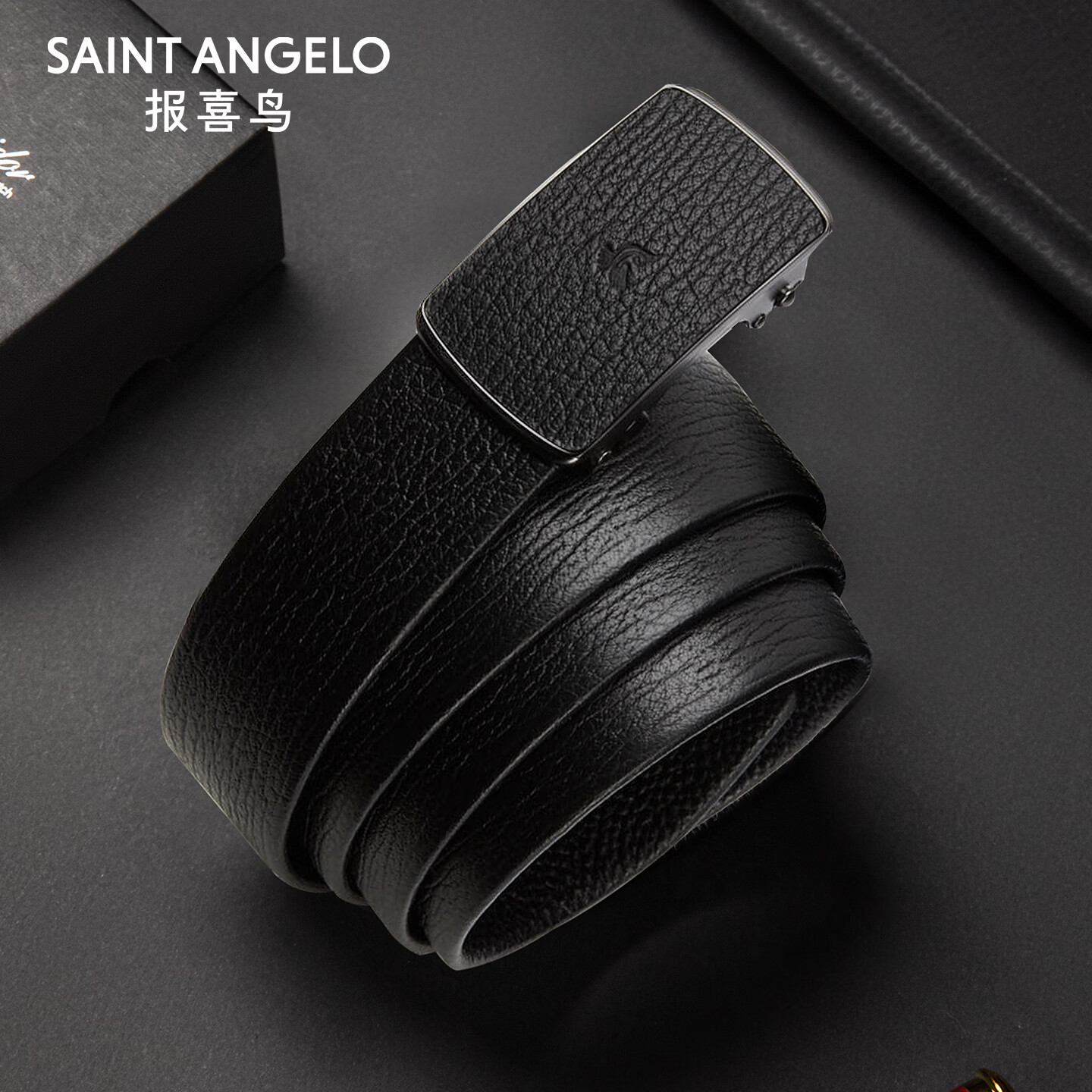 Baoxiniao Men's Genuine Leather Belt 2026 New Automatic Buckle Cowhide Business Waist Belt for Dad 115cm
