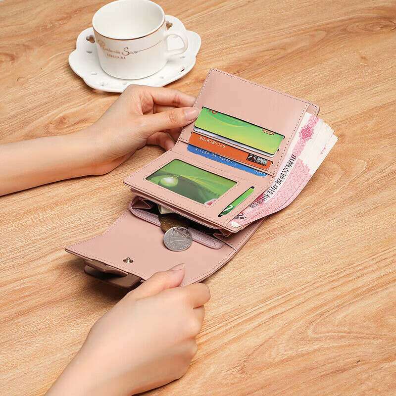 YUYULA Women's Short Folding Wallet Multifunctional Card Holder Leather Luxury ID Case Birthday Gift
