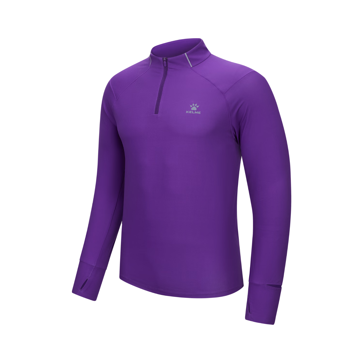 KELME Men's Deep Purple Sun Protection Long Sleeve Running Quick-Dry Half-Zip Lightweight Sports T-Shirt L