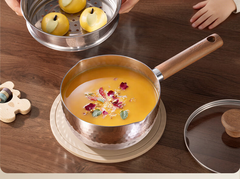 SUPOR Light Enjoy 316L Composite Steel 20cm Snow Pan Small Milk Pot JD Self-operated Stainless Steel Baby Food Pot 10
