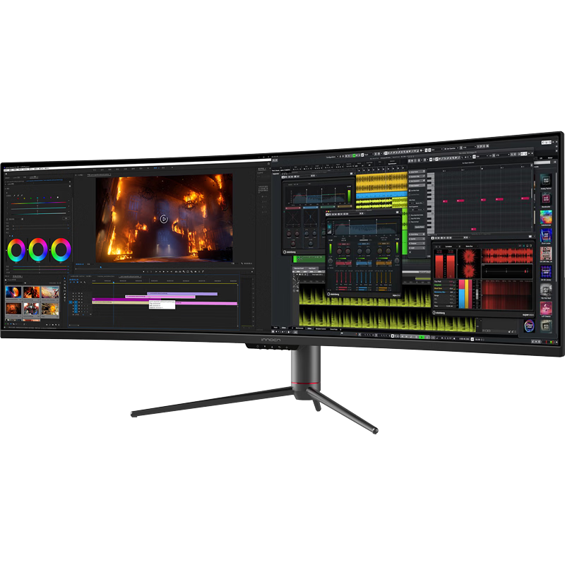 Inno&cn 49-Inch Curved 144Hz 32:9 Ultrawide Screen Smart Dual Display Near 4K Mac Mini External Gaming E-Sports Office Design Stock Trading Computer Monitor 49C1G