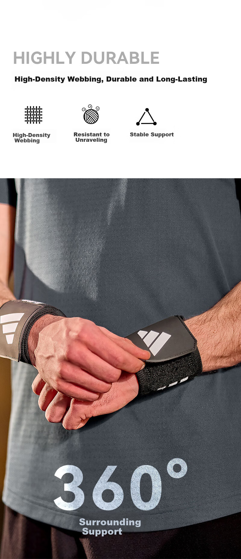 Adidas Fitness Wrist Wraps Bench Press Deadlift Push-up Compression Wristbands for Men and Women Badminton Tendonitis Wrist Support Gear 5