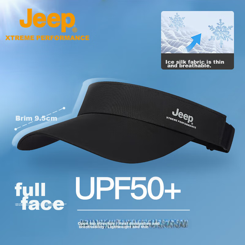Jeep Sun Protection Hat for Men And Women, Outdoor Sun Visor Cap, Wide Brim Breathable Fishing Hat, Quick-Drying Visor Cap