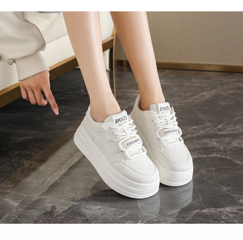 Cartelo Crocodile Women's Casual Shoes Fashion White Sneakers Spring Thick Sole Versatile Sports Shoes 1687 Mika Size 37 10
