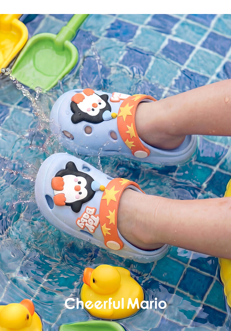Cheerful Mario Girls Baby Clog Shoes Children's Princess Sandals Summer Soft Sole Breathable 1-3 Years Toddler Boys Cool Slippers 29