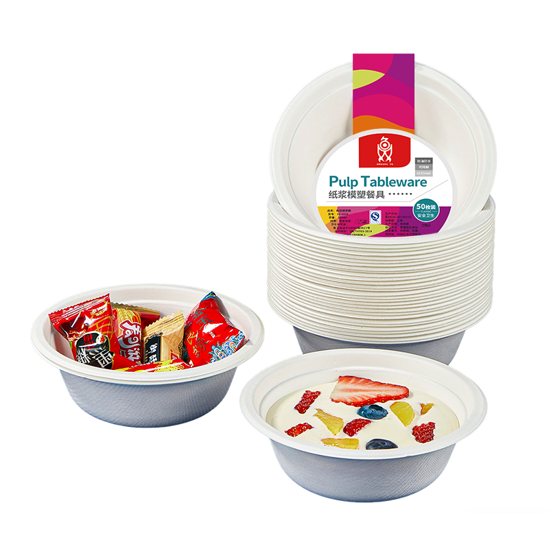 SHUANG YU Disposable Bowls, 330ml*50 Pieces, Thick Paper Bowls And Plates, Biodegradable Soup And Rice Bowls, Hot Pot Bowls, Washable Chopsticks And Tableware, Wholesale