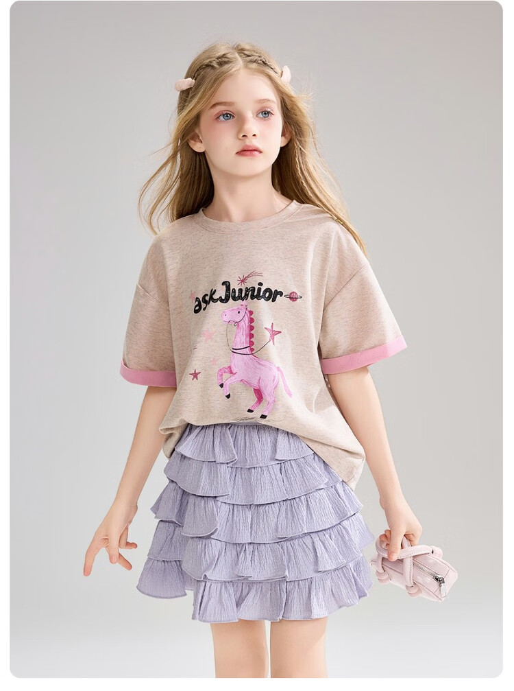 ASK JUNIOR Kids Short Sleeve T-Shirt Summer Fashion Printed Half Sleeve Base Shirt Girls Sweet Cute Top 7